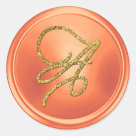 Pegatina Redonda ALL INITIALS Gold Script Monogram Copper