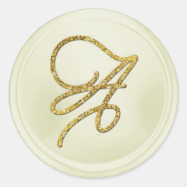 Pegatina Redonda ALL INITIALS Gold Script Monogram Off White