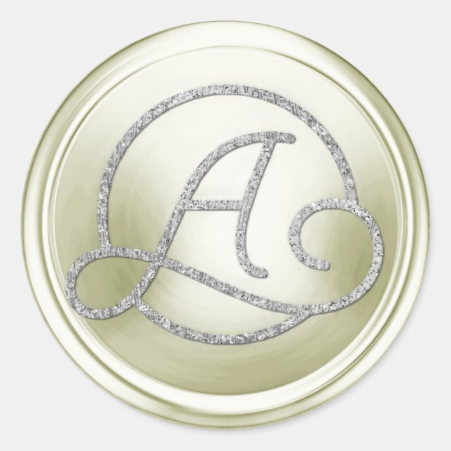 Pegatina Redonda ALL INITIALS Silver Circle Monogram Cream (Anverso)
