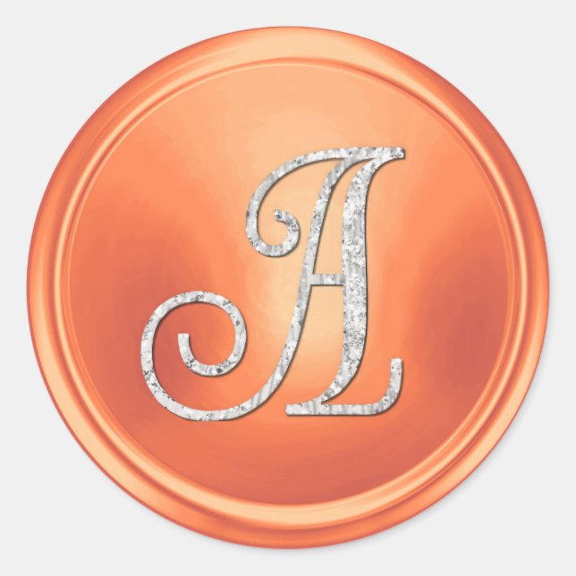 Pegatina Redonda ALL INITIALS Silver Monogram 3 Copper (Anverso)