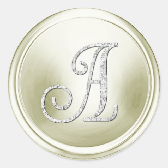 Pegatina Redonda ALL INITIALS Silver Monogram 3 Off White (Anverso)