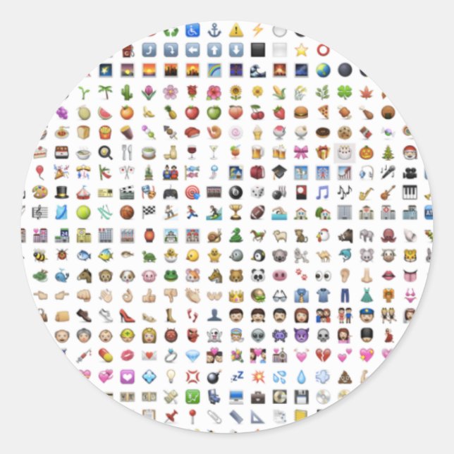 Pegatina Redonda All iPhone/iOS emojis (Anverso)