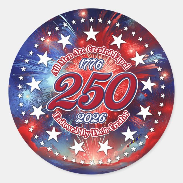 Pegatina Redonda All Men Are Created Graphics Fireworks Clouds (Anverso)