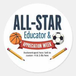Pegatina Redonda All‑Star Educator Appreciation Stickers