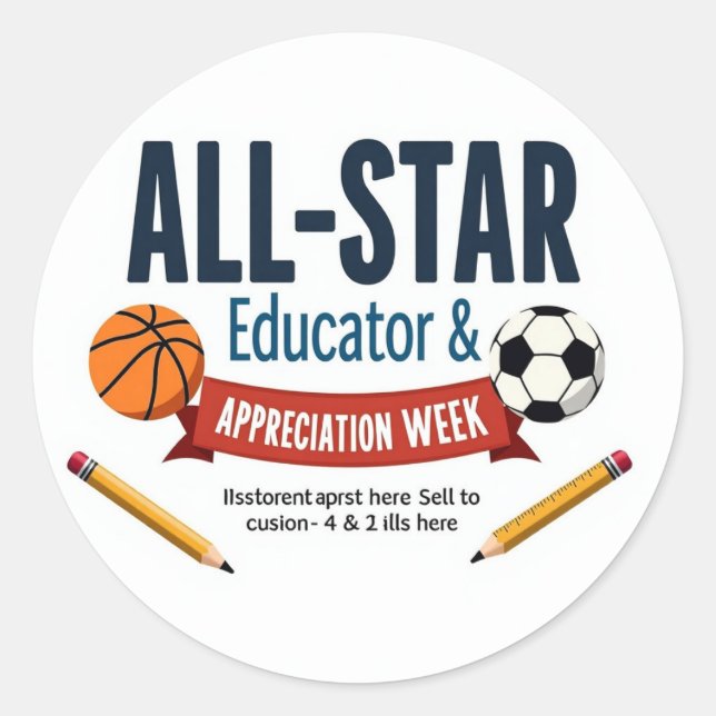 Pegatina Redonda All‑Star Educator Appreciation Stickers (Anverso)