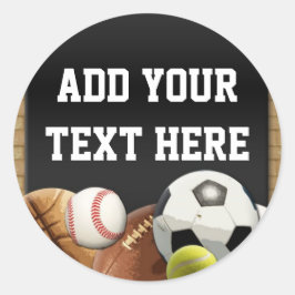 Pegatina Redonda All Star Sports Balls Nombre personalizado de niño