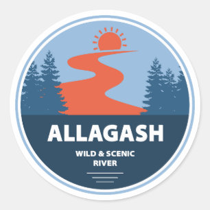 Pegatina Redonda Allagash Wild And Scene River Maine