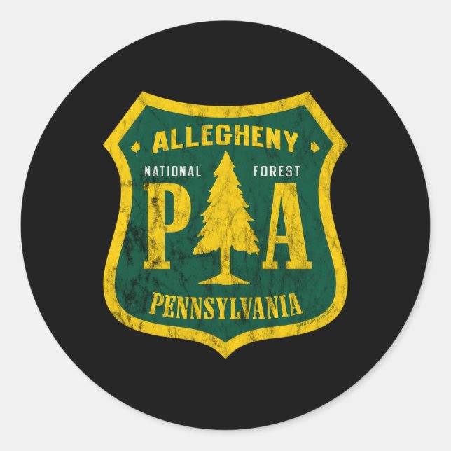 Pegatina Redonda Allegheny National Forest Pennsylvania Shield Look (Anverso)