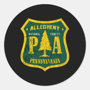 Pegatina Redonda Allegheny National Forest Pennsylvania Shield Look