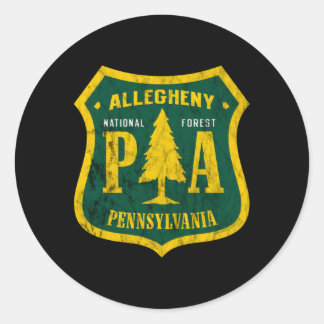 Pegatina Redonda Allegheny National Forest Pennsylvania Shield Look