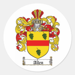 PEGATINA REDONDA ALLEN FAMILIAR CREST - ALLEN COAT OF ARMS