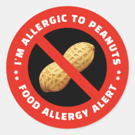 Pegatina Redonda Allergic to peanuts sticker for food alert