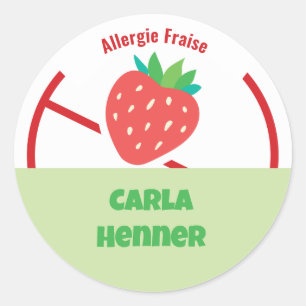 Pegatina Redonda Allergie Fraise