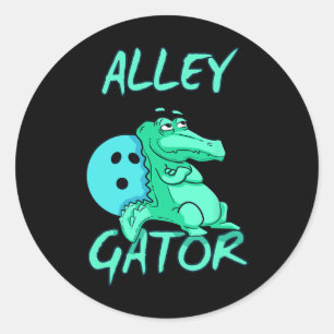 Pegatina Redonda Alley Gator Funny Bowling T Shirt