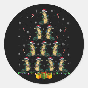 Pegatina Redonda Alligator Santa Hat Xmas enciende a los hombres Na