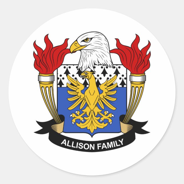 Pegatina Redonda Allison Family Crest (Anverso)