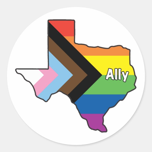 Pegatina Redonda Ally del Orgullo de Texas (Anverso)