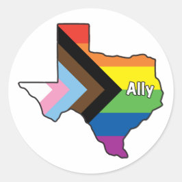 Pegatina Redonda Ally del Orgullo de Texas