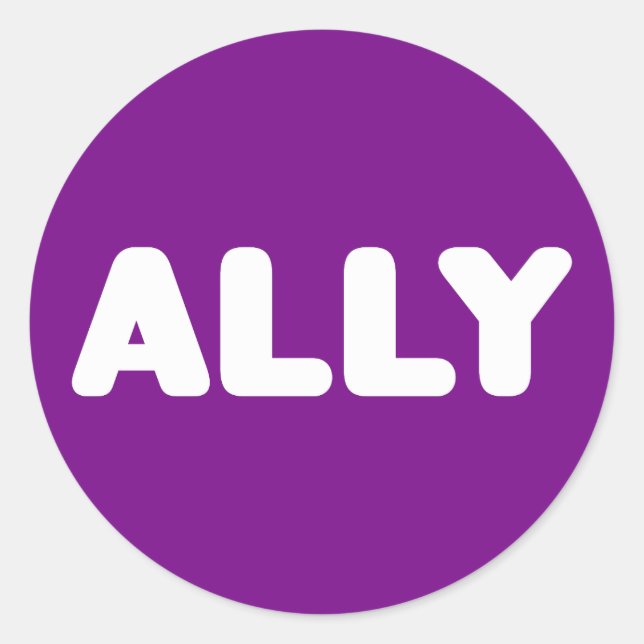Pegatina Redonda Ally LGBTQ Straight Ally Spirit Day White & Purple (Anverso)