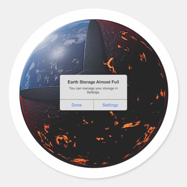 Pegatina Redonda Almacenamiento terrestre casi completo (Anverso)