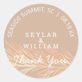 Pegatina Redonda Almendra tostada neutra Boda de hierba de Pampas