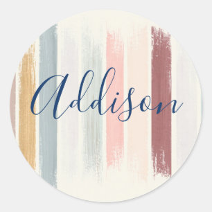 Pegatina Redonda Almohada personalizada con pinceladas pastel