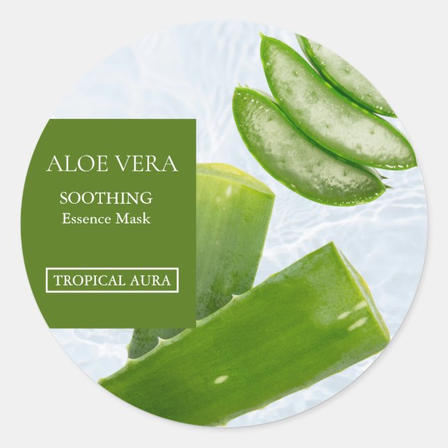 Pegatina Redonda Aloe vera Facial Mask Label (Anverso)
