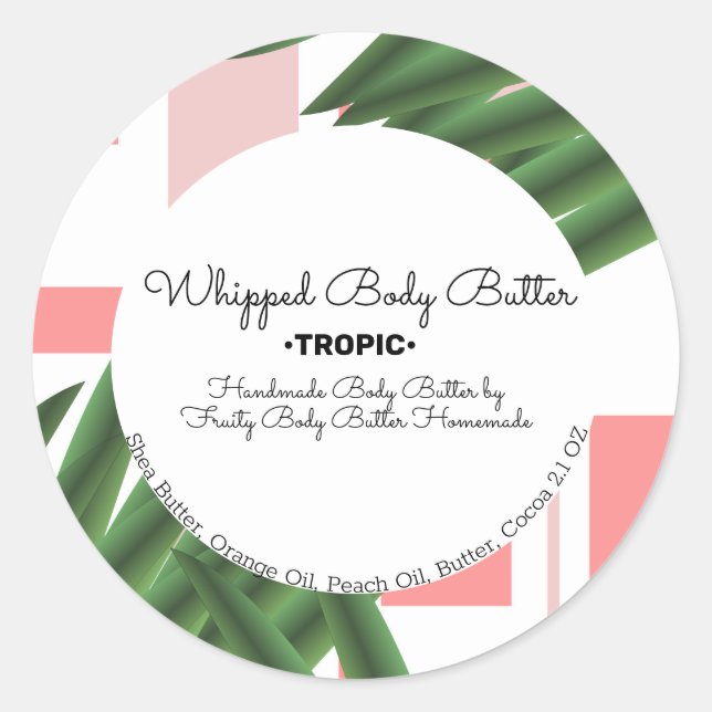 Pegatina Redonda Aloe Whip Body Butter Bath Branding (Anverso)