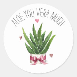 Pegatina Redonda Aloe You Vera Many Pun Classroom Valentine