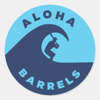 Pegatina Redonda Aloha Barrels 2 Color Circular Logo