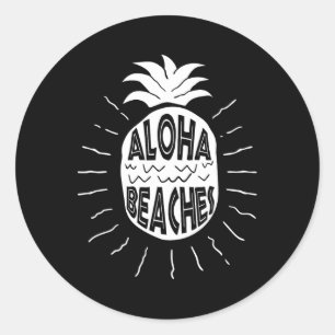 Pegatina Redonda Aloha Beach Hawaii Beach Summer Vacation Hombres W