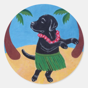 Pegatina Redonda Aloha Black Labrador