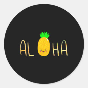Pegatina Redonda Aloha de fruta de piña en Hawái - Hawái