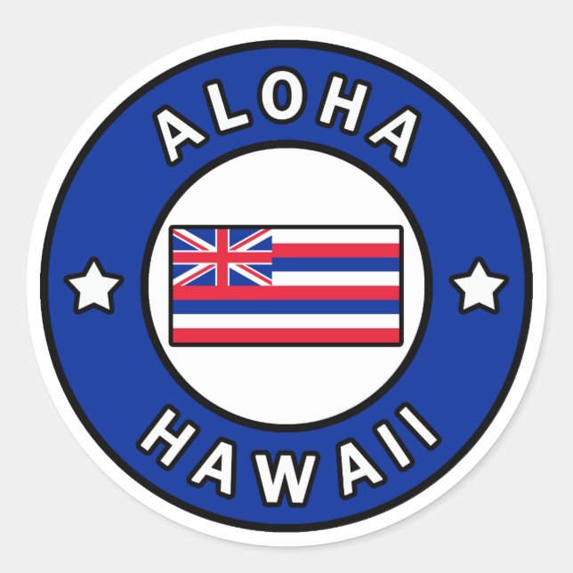 Pegatina Redonda Aloha Hawaii (Anverso)
