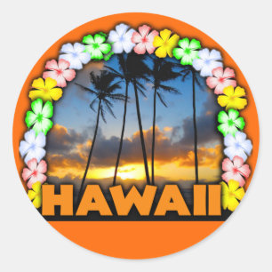 Pegatina Redonda Aloha Hawaii
