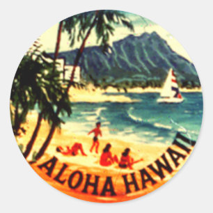 Pegatina Redonda Aloha Hawaii