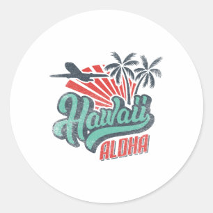 Pegatina Redonda Aloha Hawaii Hawaii Hawaiian Tee Beach Disstume de