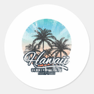 Pegatina Redonda Aloha Hawaii Hawaii Hawaiian Tee Beach Disstume de