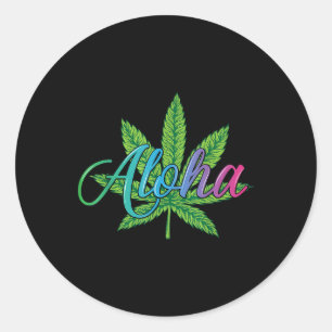 Pegatina Redonda Aloha Hawaii Leaf De La Isla - Aloha Spirit