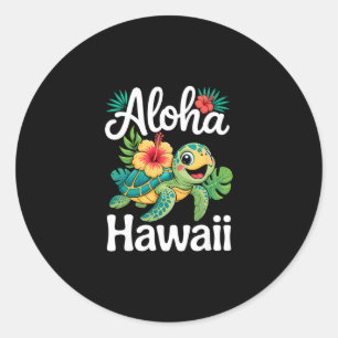 Pegatina Redonda Aloha Hawaii Tortuga Isla Hawaiana Niños Hombres M
