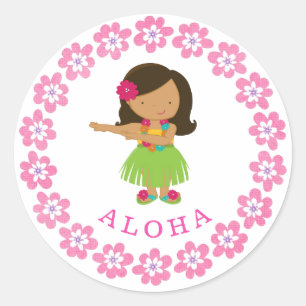 Pegatina Redonda Aloha Hula Dancer