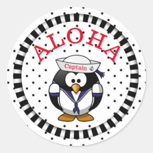 Pegatina Redonda Aloha Penguin