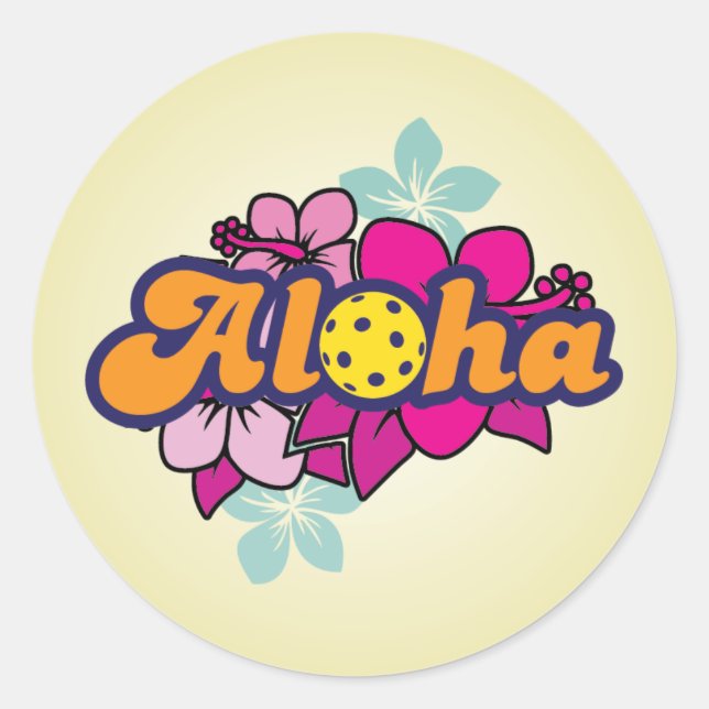 Pegatina Redonda Aloha Pickleball (Anverso)