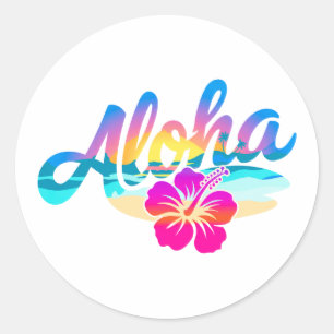 Pegatina Redonda Aloha Summer