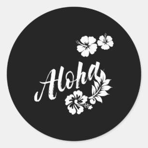 Pegatina Redonda Aloha Surfing Tabla de surf hawaiana Hombres Mujer