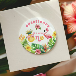 Pegatina Redonda Aloha Sweet One Hawaii luau fiesta de cumpleaños