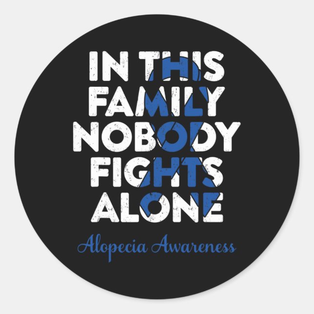 Pegatina Redonda Alopecia Areata Apoyo Guerrero Familia Alopecia Aw (Anverso)
