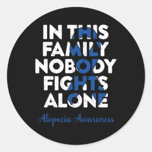 Pegatina Redonda Alopecia Areata Apoyo Guerrero Familia Alopecia Aw