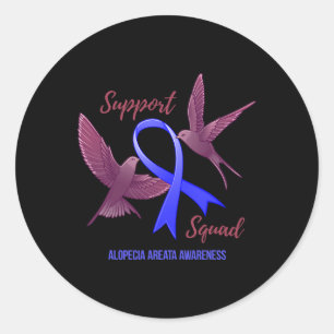 Pegatina Redonda Alopecia Areata Awareness Support Squad Warrior 1