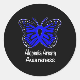 Pegatina Redonda Alopecia Areata Conciencia Guerrero Apoyar Rib Azu